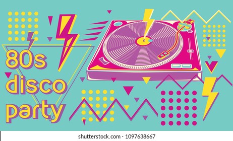 80s disco party funky colorful music design