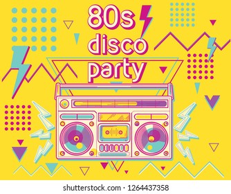 80s disco party funky colorful music design