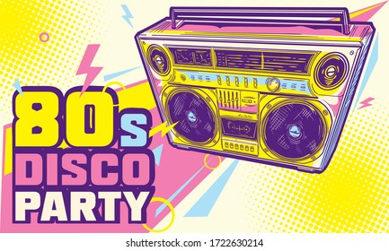 80s disco party funky colorful music design