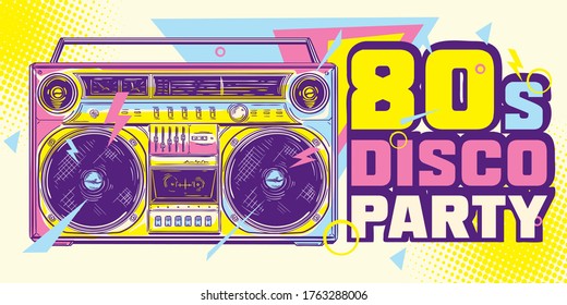 80s disco party funky colorful music design