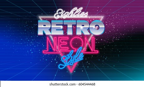 80s, eighties retro neon style banner. Retro style disco design neon. 80's party, 80s fashion, background, graphic, 80s style, disco party 1980, club vintage. Easy editable for Your design.