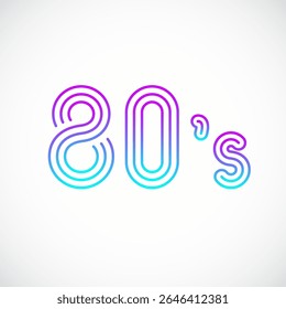 Emblema de los años 80 en estilo retro wave. Icono de línea de los años 80.
