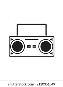 80's era tape recorder illustration icon tape cassette