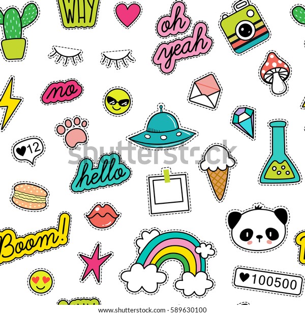 80s Fashion Vector Seamless Pattern Pop Stock Vector (Royalty Free ...