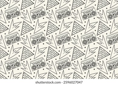 80s Geometric Seamless Pattern Design Background