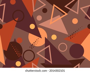 80s geometric seamless pattern with memphis elements. Trendy retro background for printing on paper, advertising materials and fabric. Vector illustration