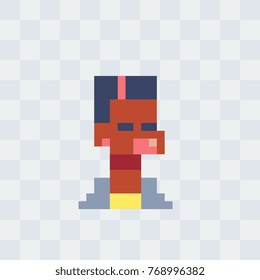 80s girl character. Pixel art style. Avatar profile. Game assets. 8-bit. Isolated vector illustration.