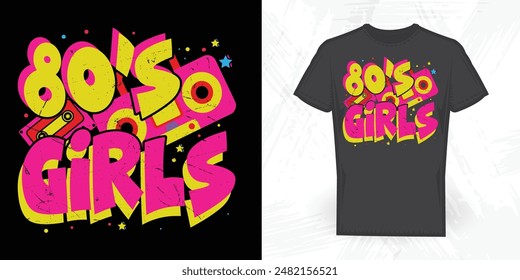 80's Girls Funny Vintage 90's Cassette Music Mixtape T-shirt Design