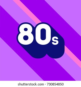 80s logo design. 1980s sign with long shadow. Number ninety. Vector element.