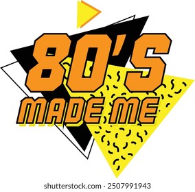 "80's Made Me" is a vibrant vector illustration in Adobe Illustrator, capturing 1980s pop culture with bold colors and retro elements. Ideal for projects seeking a energetic, and vintage vibe.