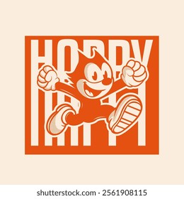 80s mascot vector cat character