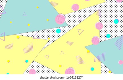 80s. Memphis pattern. Geometric shapes. Hipster style. Color abstract background. Vector Illustration.