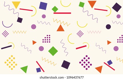 80s Memphis style pattern, white background.Vector Illustration