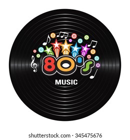 80s Music Discography. Vector Illustration