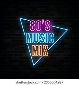 80s Music Mix Neon Signs Vector Design Template Neon Style