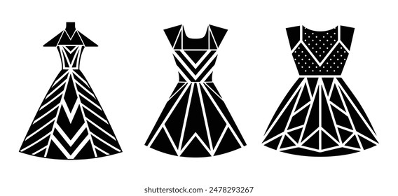 80s Neon Dress Silhouette Collection with Geometric Patterns