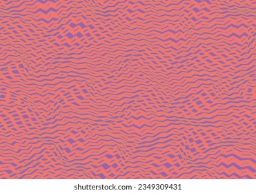 80s Neon vibration lines. Warped waves. Optical pattern. vector seamless pattern.