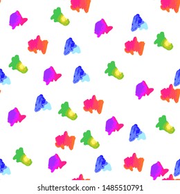 80s party seamless with rainbow leopard tracery. Vector pattern - memphis style, fashion 90s design. Multicolor gradient on white background.