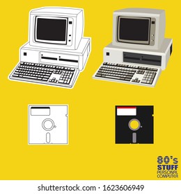 80s personal computer vector for design elements