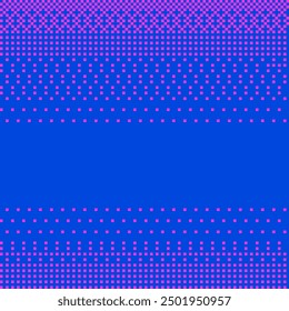 80s Pixel Halbton Farbverlauf nahtlos Muster. Textur von Quadraten mit schwindendem Dithering. Wiederholter Bitmaprahmen oder -rahmen mit kleinen quadratischen Pixeln. Vektorgrafik