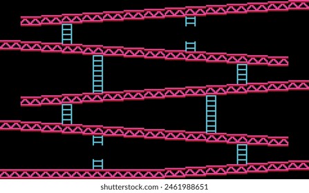 80s pixelated mono arcade game landscape background