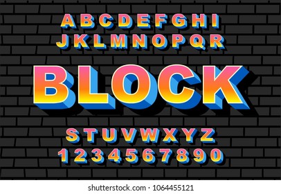 80's retro alphabet font. Rainbow Vintage Alphabet vector 80's, 90's Old style graphic poster set. Eighties style graphic template. Template easy editable for Your design. 80s rainbow style, vintage.