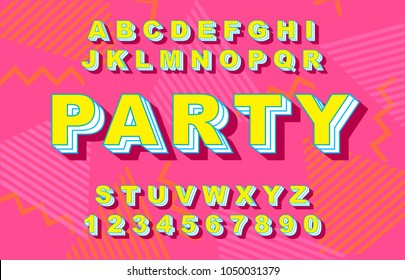 80's retro alphabet font. Vintage Alphabet vector 80's, 90's Old style graphic poster set. Eighties style graphic template. Template easy editable for Your design.80s neon style,vintage dance night.