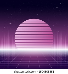 80s Retro design Futurism Sci-Fi Background Illustration
