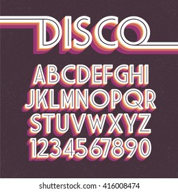 80's Retro Font. Vector Disco Alphabet