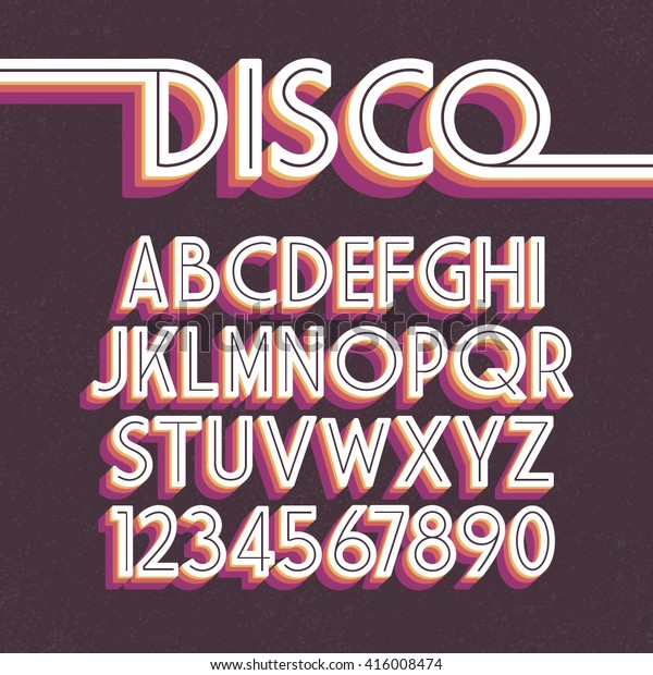 80\'s Retro Font. Vector\
disco alphabet