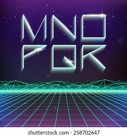 80s Retro Futurism Geometric Font from M to R