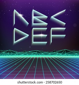 80s Retro Futurism Geometric Font from A to F