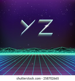 80s Retro Futurism Geometric Font From Y To Z