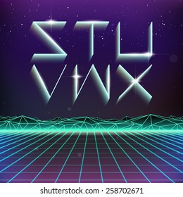 80s Retro Futurism Geometric Font From S To X