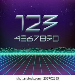 80s Retro Futurism Geometric Numbers