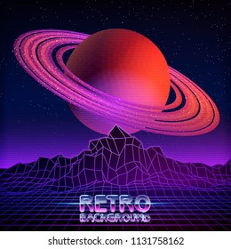 80s Retro Futurism Sci-Fi Background