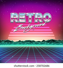 80s Retro Futurism Sci-Fi Background