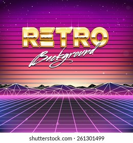 80s Retro Futurism Sci-Fi Background