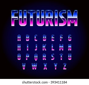 80's Retro Futurism Sci-Fi Font Alphabet Vector 