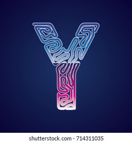 80's Retro Futurism Sci-Fi Font. Cyberpunk Alphabet. Vector. Letter Y