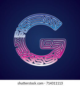 80's Retro Futurism Sci-Fi Font. Cyberpunk Alphabet. Vector. Letter G