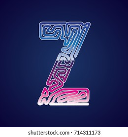 80's Retro Futurism Sci-Fi Font. Cyberpunk Alphabet. Vector. Letter Z