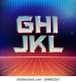 80s Retro Futuristic Font From G To L