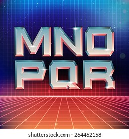 80s Retro Futuristic Font From M To R