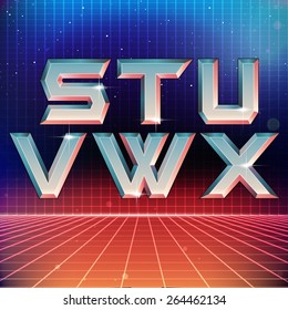 80s Retro Futuristic Font From S To X