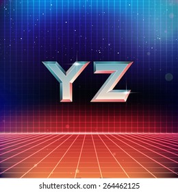 80s Retro Futuristic Font From Y To Z