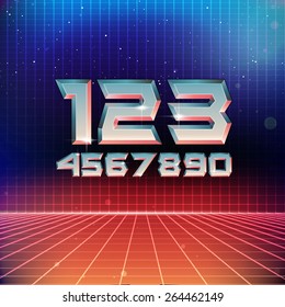 80s Retro Futuristic Numbers