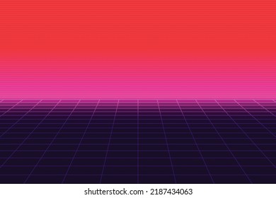 80s retro grid floor background