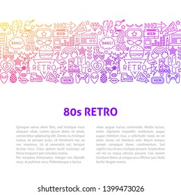 80s Retro Line Design Template. Vector Illustration of Outline Banner.