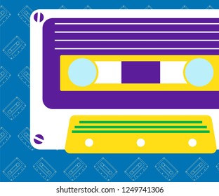 80s, retro music party banner or cover. Old style vector poster